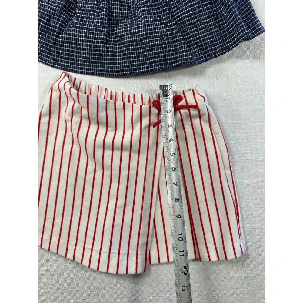 Zara‎ Kids Girls Skort Bundle Navy Grid Seersucker Red Stripe Size 9-10